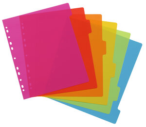 Lot de 6 intercalaires A4 Maxi pour classeur maxi ou classeur à levier - Couleurs Happy Fluo