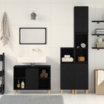 Ensemble de meubles de salle de bain 3 pièces vidaXL Chêne noir Bois d'ingénierie