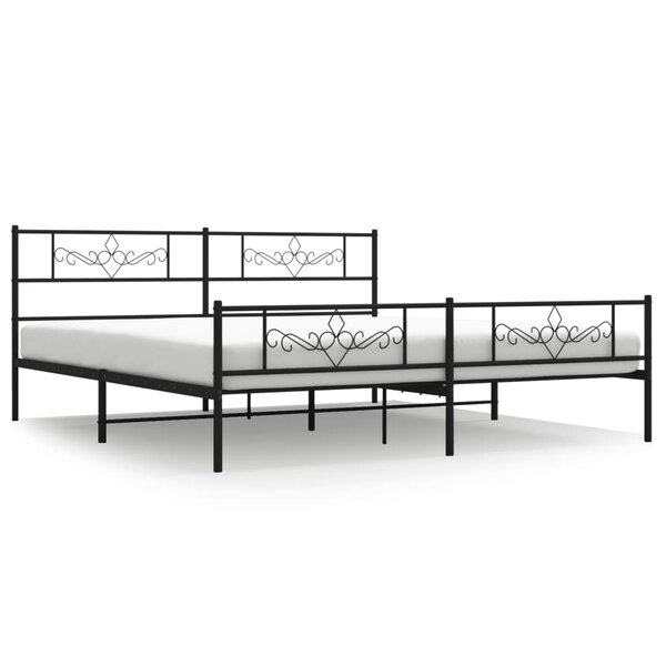 vidaXL Cadre de lit métal sans matelas avec pied de lit noir 180x200cm