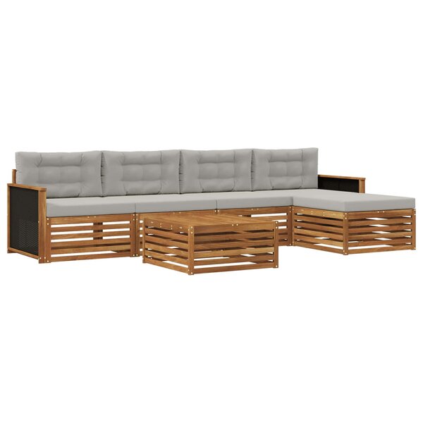 vidaXL Ensemble de canapés d'extérieur 6 pc Naturel et gris clair
