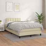 vidaXL Lit à sommier tapissier avec matelas Crème 120x200cm Similicuir