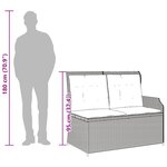 vidaXL Banc inclinable de jardin avec coussins marron résine tressée