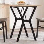 vidaXL Table à manger cadre en Y 70x70x75 cm bois de pin massif fonte