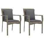 vidaXL Chaises de jardin avec coussins lot de 2 Résine tressée Gris