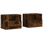 vidaXL Tables de chevet murales 2 Pièces chêne fumé 45x30x35 cm