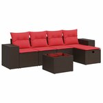 vidaXL Salon de jardin avec coussins 6 Pièces marron résine tressée