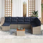 vidaXL Ensemble de canapé de jardin 9 Pièces Gris et bleu marine