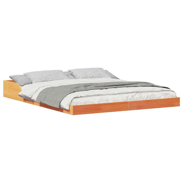 vidaXL Cadre de lit Brun cire 160 x 200 cm Pin massif