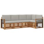 vidaXL Ensemble de canapés d'extérieur 5 pc Gris Naturel et Clair