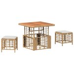 vidaXL Ensemble de salle à manger pour jardin 3 pc Nature et Blanc