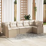 vidaXL Ensemble de jardin 7 pièces avec coussins Beige Poly Rotin