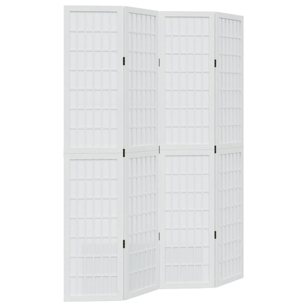vidaXL Cloison de séparation 4 panneaux blanc bois de paulownia massif