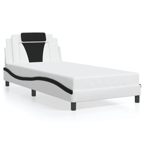 vidaXL Cadre de lit Viana sans matelas blanc et noir 100x200 cm similicuir