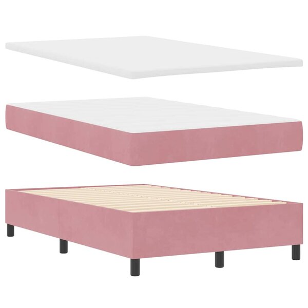 vidaXL Lit à ressorts avec matelas Rose 120 x 190 cm Velours