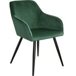 Lot de 6 chaises pieds noir siège de salon cuisine salle à manger design élégant velours vert 08_0000015