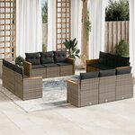 vidaXL Salon de jardin avec coussins 12 Pièces gris résine tressée