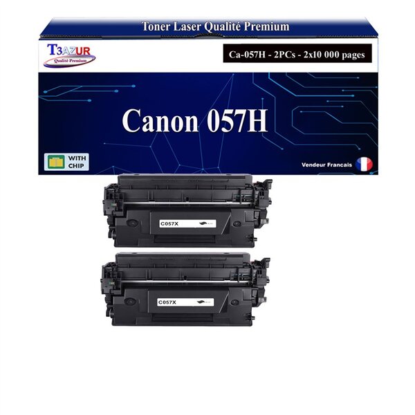 T3AZUR -2x Toners compatibles avec Canon 057H (3010C002/3010C004) pour Canon LBP-223dw  LBP-226dw  LBP-228x  LBP-233dw  LBP-236dw Noir - 10 000p