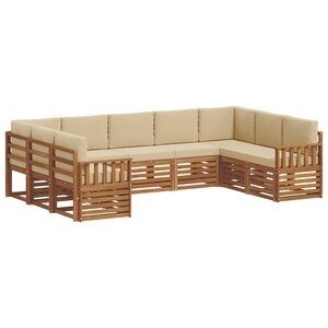 vidaXL Ensemble de canapés d'extérieur 9 pc Naturel et Beige