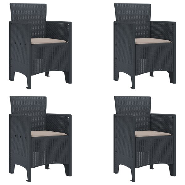 vidaXL Chaises de jardin avec coussins 4 Pièces Anthracite Standard
