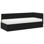 vidaXL Cadre de lit d'angle avec matelas Noir 80 x 200 cm Velours