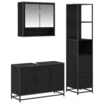 vidaXL Ensemble de mobilier de salle de bain 3 Pièces Chêne noir