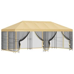 vidaXL Gazebo avec murs latéraux 6 x 3 m Crème Polyester et Acier 190