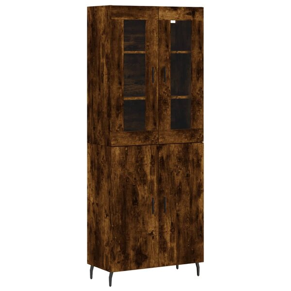 vidaXL Buffet haut Chêne fumé 69 5x34x180 cm Bois d'ingénierie