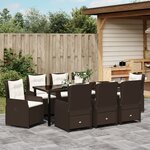 vidaXL Ensemble de Salle à Manger de Jardin 9 Pièces Marron Poly Rattan