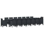 Ensemble de dîner de jardin 17 pièces vidaXL avec coussins anthracite en poly rotin