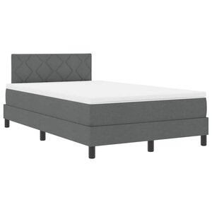 vidaXL Lit à ressorts avec matelas & LED gris foncé 120x200 cm tissu