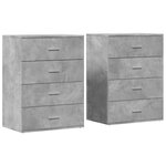 vidaXL Buffets 2 Pièces gris béton 60x39x80 cm bois d'ingénierie