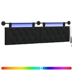 vidaXL Tête de lit suspendue Avec lumière LED Noir Tissu