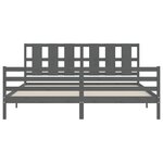 vidaXL Cadre de lit avec tête de lit gris 200x200 cm bois massif