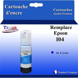 T3AZUR - Bouteille compatible avec Epson EcoTank ET-2820  ET-2821  ET-2825  ET-2826  ET-4700  ET-4800 - Cyan