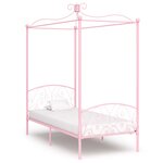 vidaXL Cadre de lit à baldaquin sans matelas rose métal 90x200 cm