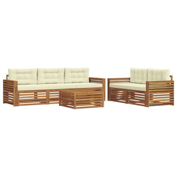 vidaXL Ensemble de canapés d'extérieur 6 pc Naturel et Crème