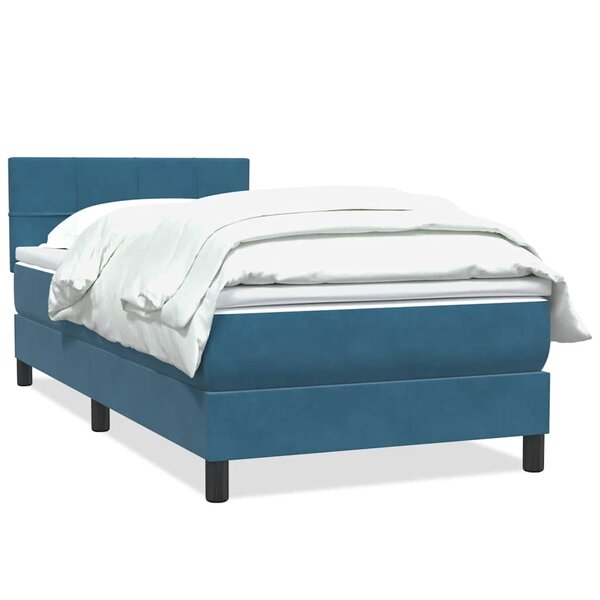 vidaXL Sommier à lattes de lit et matelas bleu foncé 80x220 cm velours