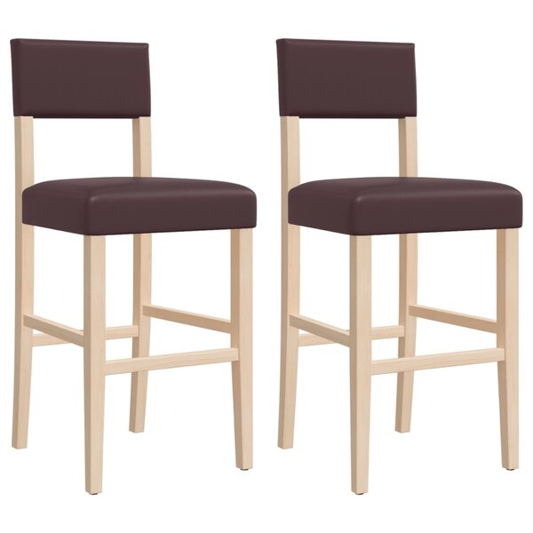 vidaXL Chaises de bar lot de 2 bois massif d'hévéa et similicuir
