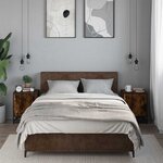 vidaXL Tables de chevet 2 Pièces chêne fumé bois d'ingénierie et métal