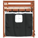vidaXL Lit superposé avec rideaux blanc/noir 90x190 cm bois pin massif