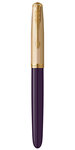 PARKER 51 Deluxe Stylo Plume  Corps Résine Prune + Capuchon plaqué or  Plume fine 18k  Coffret cadeau