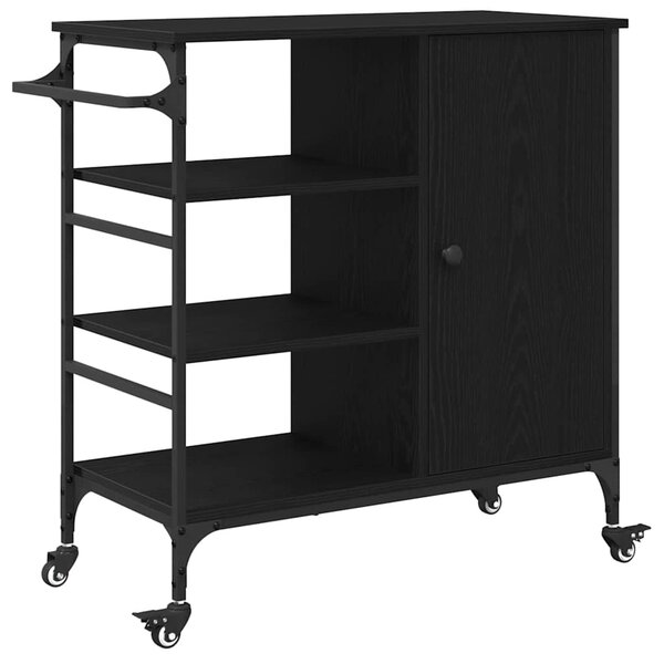 vidaXL Chariot de cuisine Chêne noir 87 5 x 38 5 x 84 5 cm