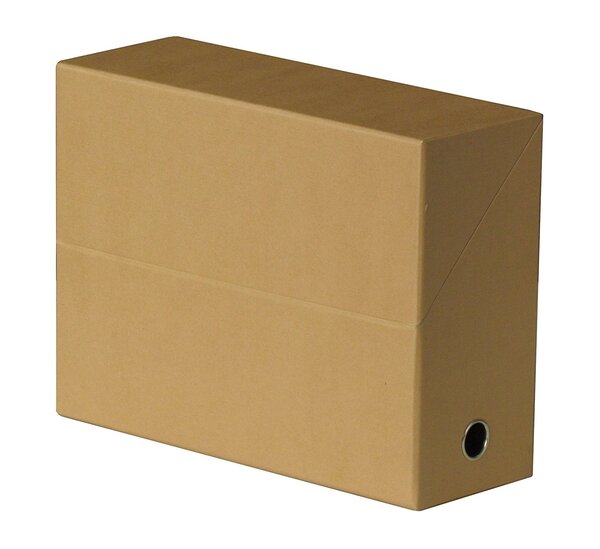 Boite archive transfert Toilée 34x25 cm A4 Dos de 9 cm Havane FAST