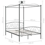vidaXL Cadre de lit à baldaquin sans matelas gris métal 120x200 cm