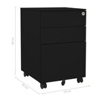 vidaXL Classeur mobile Noir 39x45x60 cm Acier