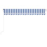 vidaXL Auvent automatique capteur de vent/LED 400x350 cm Bleu et blanc