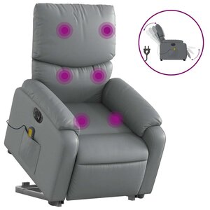 vidaXL Fauteuil inclinable de massage électrique gris similicuir
