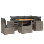 vidaXL Salon de jardin 6 Pièces avec coussins gris résine tressée