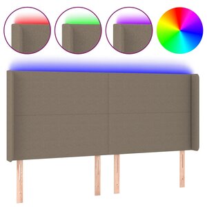 vidaXL Tête de lit à LED Taupe 183x16x118/128 cm Tissu