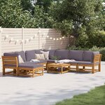 vidaXL Salon de jardin avec coussins 9 Pièces bois massif d'acacia